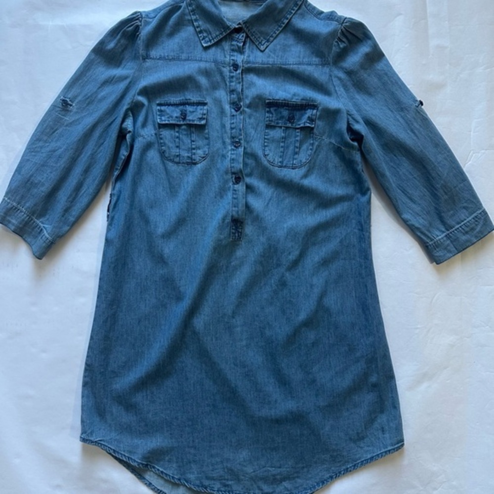 Midnight Sky Denim Button-Up Shirt Dress